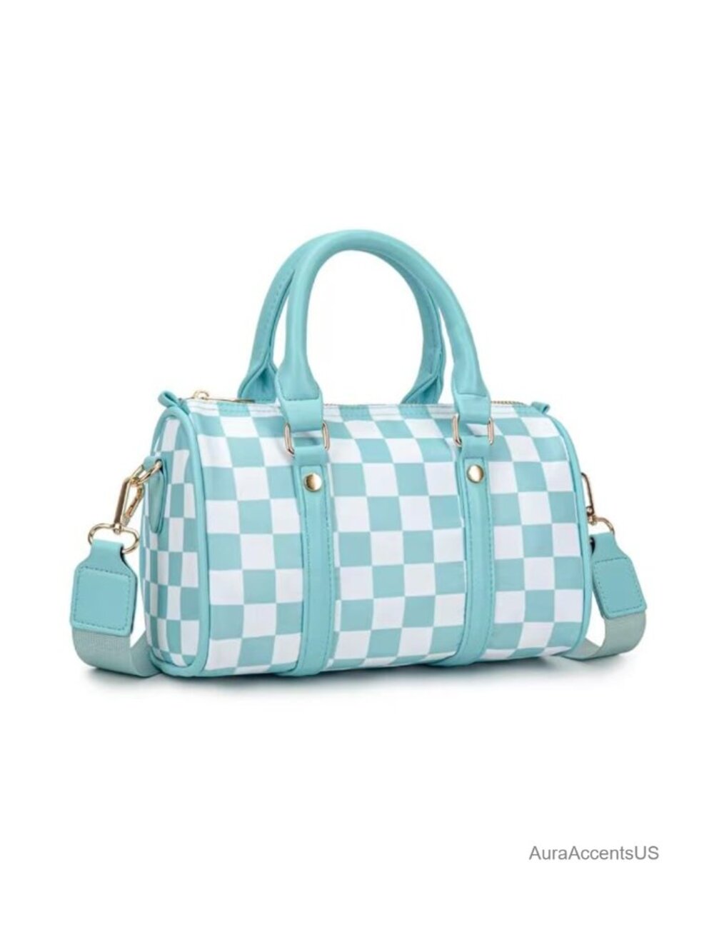 Nylon Checkered Crossbody Bag with Shoulder Strap Large Capacity